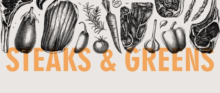 Healthy food border Vintage style meat and vegetable vector background. Raw steaks sketches. Hand drawn food illustrations. NOT AI generated
